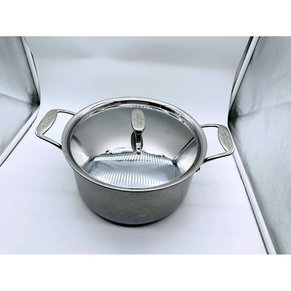 All-Clad Stainless Steel 8 Quart Stockpot with Lid Tri-Ply Bonded Induction USA